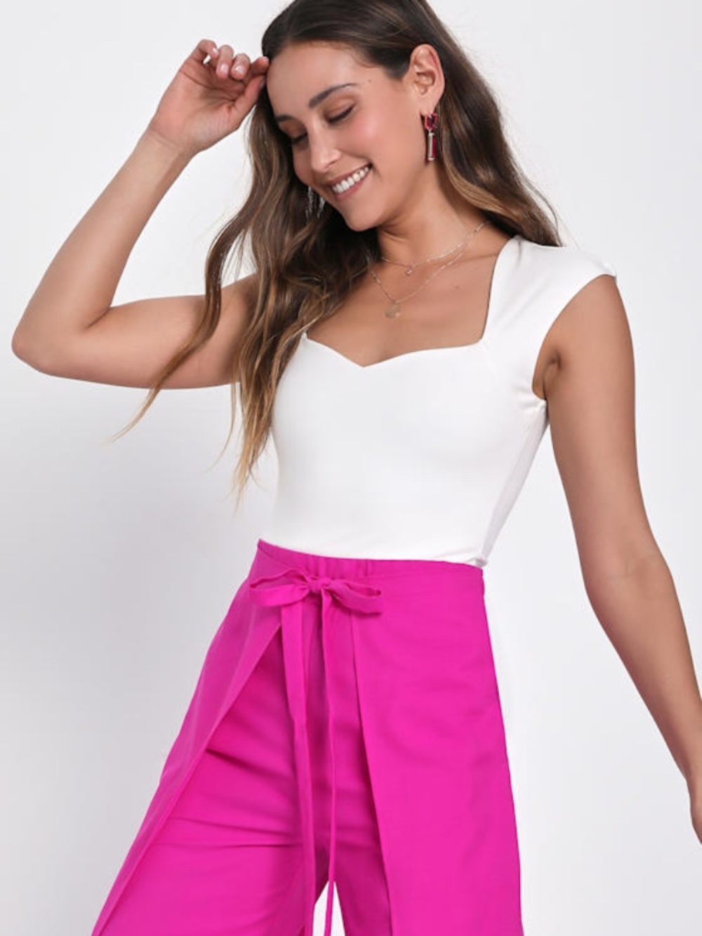 Lulus Poised Personality White Cap Sleeve Sweetheart Neck Top - Size L